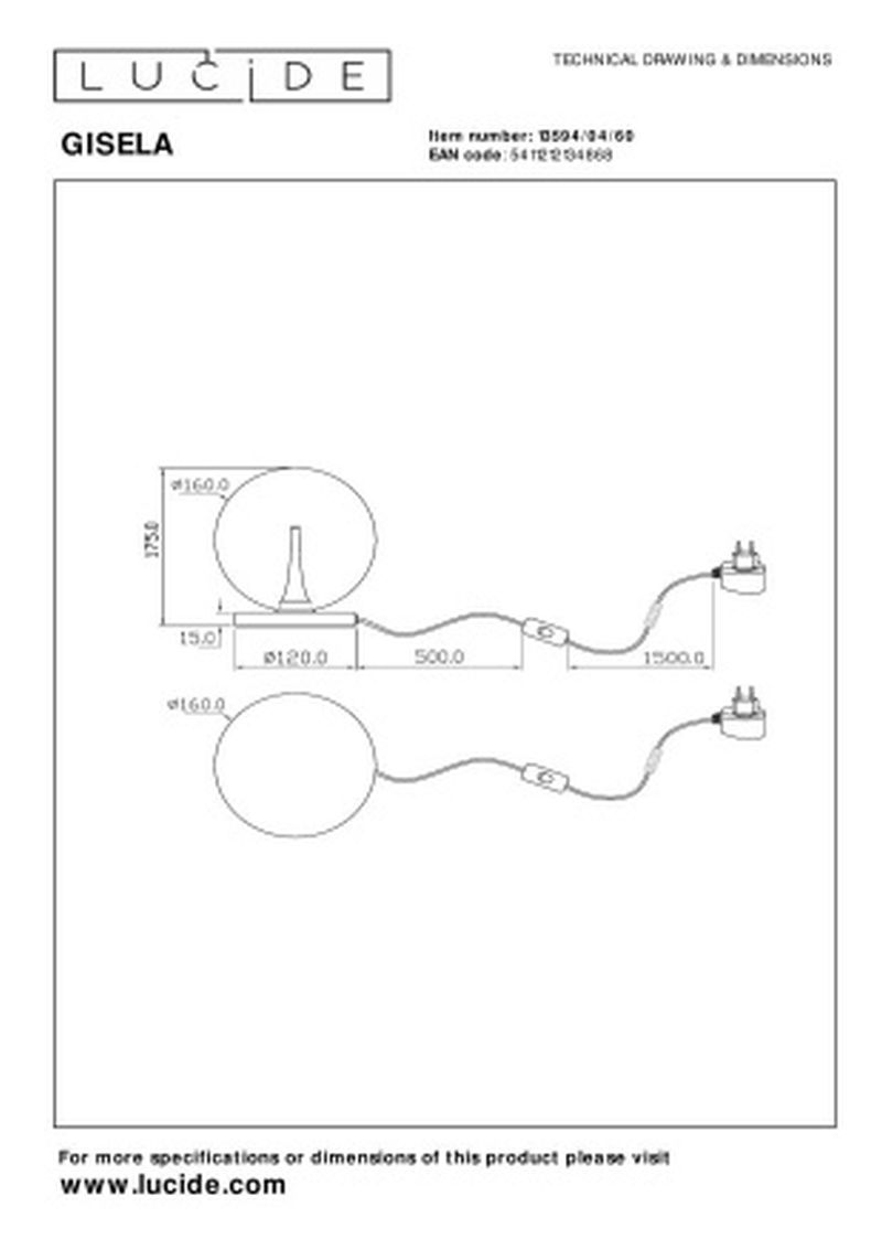 Lucide GISELA - Stolová lampa - Ø 16 cm - LED - 1x4W 2700K - Transparent